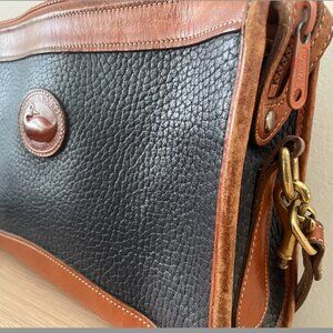 Vintage Dooney & Bourke Crossbody | Black & British Tan | All-Weather Leather
